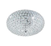 Eglo Clemente Metal & Crystal Flush Ceiling Fitting in Metallic Silver EGLO Metallic Silver