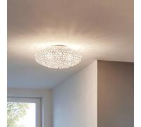 Eglo Clemente Clear And Chrome Metal And Crystal Flush Ceiling Fitting, (D) 35Cm