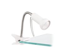 Eglo Clip Lamp Fabio, Clamp Light, Metal Clip Spot in Silver and White Plastic, Lamp with Clamp and Switch, Reading Lamp E14