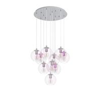 Eglo Cluster Pendant Lamp Ariscani 2, 10-Light Hanging Light Iridescent, Staircase Pendant Colourfully Shimmering, Chandelier Gallery, Metal Chrome and Glass, E27, Ø 64.5 cm