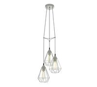Eglo Cluster Pendant Lighting Tarbes, 3-Light Hanging lamp for Dining Table, Ceiling Light Fitting for Living Room, Grey Metal, E27 Socket, Ø 31 cm