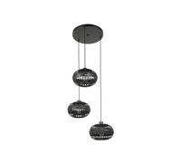 Eglo Cluster Pendant Lighting Towcester, 3-Light Hanging lamp for Dining Table, Boho Ceiling Light Fitting for Living Room, Black Bamboo and Metal, E27 Socket, Ø 35 cm