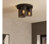 Eglo Colomera Black Glass & Steel Flush Mount Ceiling Light