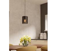 Eglo Colomera Black Steel & Glass Modern Minimalist Single Pendant Black