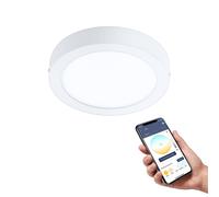 Eglo Connect.z Smart Home LED Ceiling Light Fueva-Z, Ø 8.3 inches, Zigbee Bathroom Lighting, app and Voice Control, White tunable Lights (Warm - Cool White), White, IP44