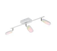 Eglo Connect LED Ceiling Light Palombare-C | 3-flame smart home lamp made of metal, aluminium and plastic in white, spots with RGB, adjustable light colour (warm, cool)