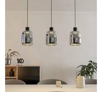 EGLO connect LED hanging light Molochio-Z, 3-bulb, black, clear