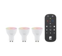 Eglo Connect.z 3-piece Smart Home LED Bulbs GU10, Matte, ZigBee | app and voice control Alexa, with remote control, dimmable, warm to cool white, RGB, 4.9 watts, opal white bulb