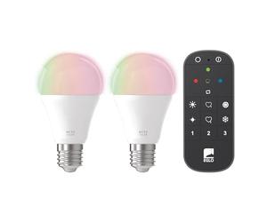 Eglo Connect.z Set of 2 Smart Home LED Light Bulbs E27, A60, ZigBee, app and Alexa Voice Control, with Remote Control, dimmable, Warm White-Cold White, RGB, 9 watts, Opal White Lightbulb