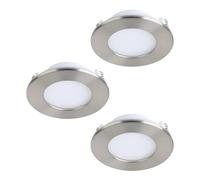 Eglo Connect.z Set of 3 Smart Home LED Bathroom spotlights Fueva-Z | flat spot lights for ceiling, Ø 3.3 inches, ZigBee, app and voice control, warm - cool white, dimmable, nickel-matt, IP44