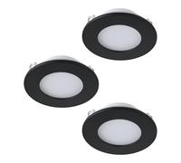 Eglo Connect.z Set of 3 Smart Home LED Bathroom spotlights Fueva-Z, Flat spot Lights for Ceiling, Ø 3.3 inches, ZigBee, app and Voice Control, Warm - Cool White, dimmable, Black, IP44