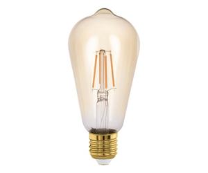 Eglo Connect.z Set of Smart Home E27 LED Light Bulb with Motion Sensor | ST64, ZigBee, amber vintage lightbulb, app control, dimmable, 500 lumen, 5.5 watt, warm white