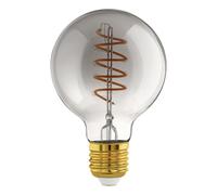 Eglo Connect.z Smart Home E27 LED Filament Light Bulb, G80, ZigBee, app and Voice Control Alexa, dimmable, Warm White, 4 watt, Vintage Lightbulb Smoked Glass