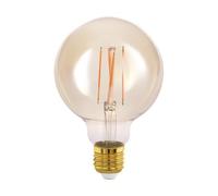 Eglo Connect.z Smart Home E27 LED Filament Light Bulb, G95, ZigBee, app and Voice Control, dimmable, Warm White, 500 Lumen, 5.5 watt, Vintage Lightbulb Amber