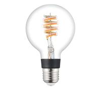 Eglo Connect.z Smart Home LED Bulb E27, G80 Globe, Matte, ZigBee | App and Voice Control Alexa, Dimmable, RGB, warm white, 7 Watt, Transparent Spiral Filament