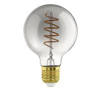Eglo Connect.z Smart-Home LED Bulb E27, G80, Matter, ZigBee, App and Voice Control Alexa, Dimmable, Warm White, 4 Watt, Vintage Smoke Glass