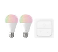 Eglo Connect.z Smart Home LED Bulbs, Set of 2 E27 Lamps with Light Switch, Frosted, ZigBee, App and Voice Control Alexa, Warm to Cool White, RGB, 1300 Lumens, 11 Watts