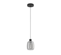 Eglo Connect.z Smart-Home LED Pendant Light Molochio-Z | hanging lamp made of black metal and smoked glass, ZigBee, app and Alexa voice control, warm white-cold white, RGB, dimmable