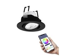 EGLO Connect.z Smart Home LED spot Light Saliceto-Z, Ø 3.5 inches, ZigBee, app and Voice Control, White tunable Light (Warm - Cool White), RGB, dimmable, Black Downlight for Ceiling