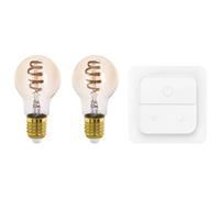 Eglo Connect.z Smart-Home LED Vintage Leuchtmittel, 2 E27 Glühbirnen mit Lichtschalter, matt, ZigBee, App & Alexa Sprachsteuerung, dimmbar, warmweiß-kaltweiß, 806 Lumen, 7 Watt, Amber