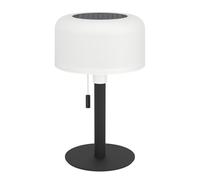 Eglo Cordless LED Table lamp Montapalma, Wireless Solar Light dimmable with Pull Switch, Rechargable Outdoor Lighting, Black Steel, White Plastic, Warm White, RGB, IP54