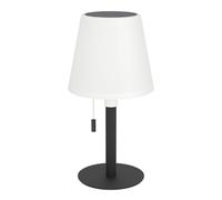 Eglo Cordless LED Table lamp Montapalma, Wireless Solar Light, dimmable with Pull Switch, Rechargable Outdoor Lighting, Black Steel, White Plastic, Warm White, RGB, IP54