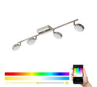 Eglo Connect LED Ceiling Spotlight Corropoli-C, Smart Home 4-Light spot, Ceiling lamp Made of Steel and Plastic, Colour: matt Nickel, White, dimmable, Adjustable White Tones and Colours