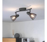 EGLO Carovigno Ceiling Light 2 Bulbs Modern Classic Minimalism Ceiling Spotlight Steel Living Room Lamp in Black Kitchen Lamp Spotlights with E14 Socket