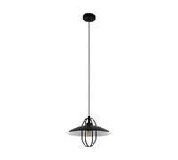 EGLO Cregan Pendant Light, 1 Bulb Vintage Industrial Retro Pendant Light Made of Steel, Dining Table Lamp, Living Room Lamp Hanging in Black, White, E27 Socket