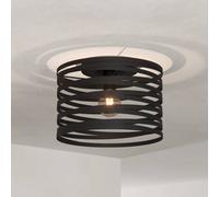 EGLO Ceiling light fitting Cremella, flush mount ceiling lamp in vintage and industrial design, round living room lighting made of black metal, E27 socket, Ø 15 in