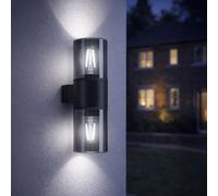 Eglo Outdoor wall Light Cropani, Porch lamp with Smoke Glass Cylinder