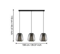 EGLO Curasao hanging light, linear 3-bulb