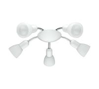 Eglo Dakar Chrome And White Led 5 Bulb Ceiling Spotlight Satin Glass Warm White 1600 Lumens