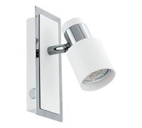 EGLO David LED Wall Light, Wall Light, Metal Wall Spotlight in Chrome, White, Living Room Lamp, Lamp with Switch, Spot Light Including GU10 Bulb, Warm White