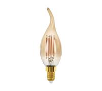EGLO Dimmable E14 LED Edison lamp, golden vintage filament candle light bulb, retro lighting, 4 watt (equivalent to 28 watt), 300 lumen, warm white glow, 1700 Kelvin, CF35, Ø 1.4"