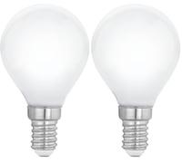 Eglo Dimmable E14 LED Light Bulb Milky, Drop-Shaped Opaque Edison lamp, 4.5 watt (Equivalent to 40 watt), 470 Lumen, Warm White Glow, 2700 Kelvin, Opal White, P45, Ø 1.8" (Pack of 2)