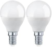 Eglo Dimmable E14 LED Light Bulb Milky, Opaque Edison lamp, 7.5 watt (Equivalent to 60 watt), 806 Lumen, Warm White Glow, 3000 Kelvin, Opal White, P45, Ø 1.8" (Pack of 2)