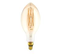 EGLO Dimmable E27 filament LED candle light bulb Big Size, extra-large amber vintage Edison lamp, 8 watt (equivalent to 60 watt), 806 lumen, warm white glow, 2100 Kelvin, E140, Ø 5.5"
