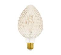 EGLO Dimmable E27 filament LED candle light bulb Mid Size, structured amber vintage Edison lamp, 2.5 watt (equivalent to 20 watt), 200 lumen, warm white glow, 2200 Kelvin, Ø 4"