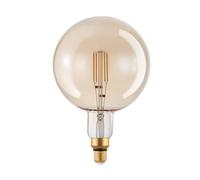 EGLO Dimmable E27 filament LED light bulb Big Size, extra-large amber vintage Edison globe lamp, drop shape, 4.5 watt (equivalent to 40 watt), 470 lumen, warm white glow, 2200 Kelvin, G200, Ø 8"