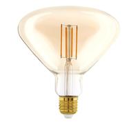 Eglo Dimmable E27 Filament LED Light Bulb Mid Size, Big Amber Vintage Edison lamp, 4.5 watt (Equivalent to 40 watt), 470 Lumen, Warm White Glow, 2200 Kelvin, BR150, Ø 6"