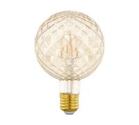 EGLO Dimmable E27 filament LED light bulb Mid Size, structured amber vintage Edison globe lamp, 2.5 watt (equivalent to 20 watt), 200 lumen, warm white glow, 2200 Kelvin, G95, Ø 4"