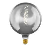 Eglo Dimmable E27 LED Big Size, vintage spiral filament light bulb, extra-large Edison globe lamp for retro lighting, 4 watt, 50 lumen, warm white glow, chrome vaporized, 2000k, G200, Ø 8"