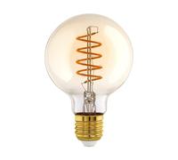 EGLO Dimmable E27 LED globe, amber vintage spiral filament light bulb, Edison lamp for retro lighting, 4 watt (equivalent to 25 watt), 245 lumen, warm white glow, 2000k, G95, Ø 3.7"
