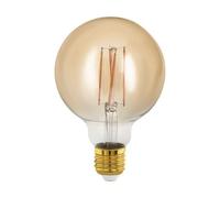 Eglo Dimmable E27 LED globe, golden vintage filament light bulb, Edison lamp for retro lighting, 4 watt (equivalent to 28 watt), 300 lumen, warm white glow, 1700 Kelvin, G95, Ø 3.7"