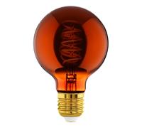 Eglo Dimmable E27 LED Globe, Vintage Spiral Filament Light Bulb, Edison lamp for Retro Lighting, 4 watt, 30 Lumen, Warm White Glow, Copper, 2000k, G80, Ø 3"