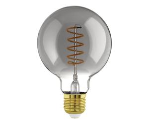 Eglo Dimmable E27 LED Globe, Vintage Spiral Filament Light Bulb | Edison lamp for retro lighting, 4 watt, 100 lumen, warm white glow, black transparent, 2000k, G95, Ø 3.7"