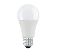 EGLO Dimmable E27 LED light bulb Milky, opaque Edison lamp, 11 watt (equivalent to 75 watt), 1055 lumen, warm white glow, 3000 Kelvin, opal white, A60, Ø 2.4"