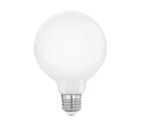 EGLO Dimmable E27 LED light bulb, opaque Edison globe lamp, 7.5 watt (equivalent to 60 watt), 806 lumen, warm white glow, 2700 Kelvin, white opal, G95, Ø 3.7"