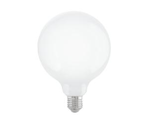 Eglo Dimmable E27 LED Light Bulb, Opaque Edison Globe lamp | 7.5 watt (equivalent to 60 watt), 806 lumen, warm white glow, 2700 Kelvin, white opal, G125, Ø 5"